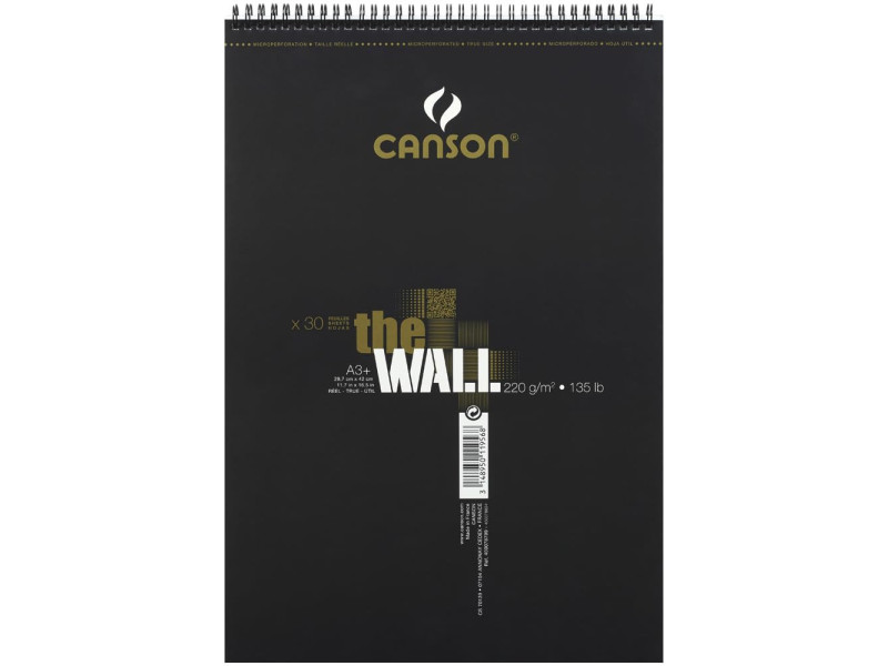 CANSON Bloc papier dessin spiralé 'The WALL', A3, 200 g/m2