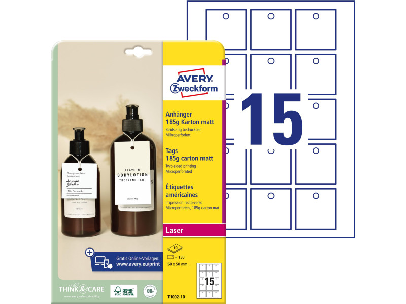 AVERY Zweckform Etiquette américaine, carton, 185 g/m2
