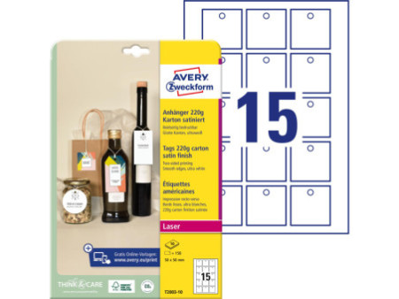 AVERY Zweckform Etiquette américaine, carton, 220 g/m2