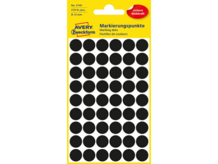 AVERY Zweckform Pastille de couleur, diamètre 12 mm, noir