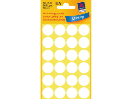 AVERY Zweckform Pastille de couleur, diamètre 18 mm, blanc