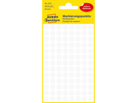 AVERY Zweckform Pastille de couleur, diamètre 8 mm, blanc