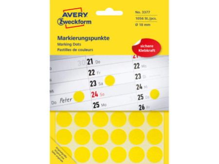 AVERY Zweckform Pastille de couleur, diamètre 18 mm, jaune