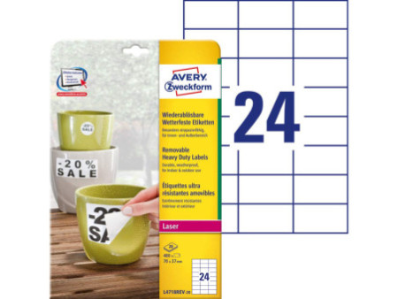 AVERY Zweckform Etiquette, 70 x 37 mm, détachable, blanc