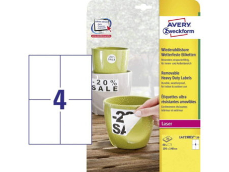AVERY Zweckform Etiquette, 105 x 148 mm, détachable, blanc