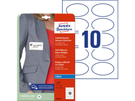 AVERY Zweckform Etiquette pour badge, 85 x 50 mm, ovale