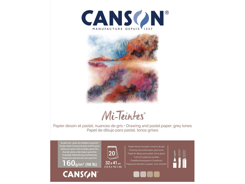 CANSON Papier beaux-arts Mi-Teintes, en bloc, 320 x 410 mm