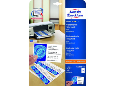 AVERY Zweckform Cartes de visite, 85 x 54 mm, blanc