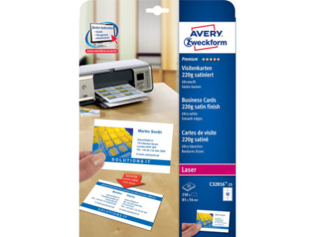 AVERY Zweckform Quick & Clean Cartes de visite, satinées