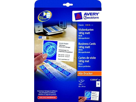 AVERY Zweckform Cartes de visite, 85 x 54 mm, blanc