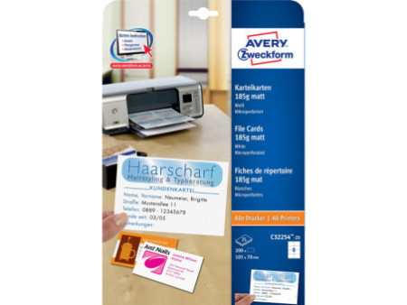 AVERY Zweckform Fiches bristol, 105 x 70 mm, blanc