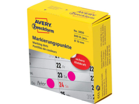 AVERY Zweckform Pastille de couleur, 10 mm, magenta
