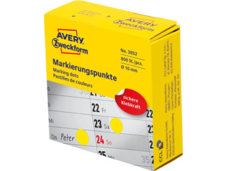AVERY Zweckform Pastille de couleur, 10 mm, jaune