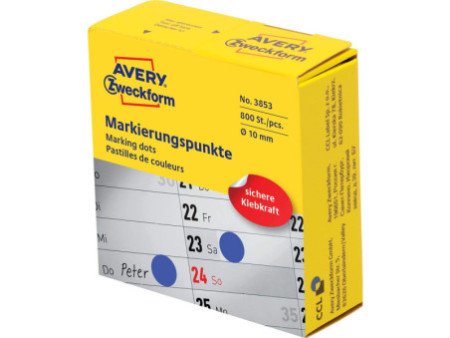AVERY Zweckform Pastille de couleur, 10 mm, bleu
