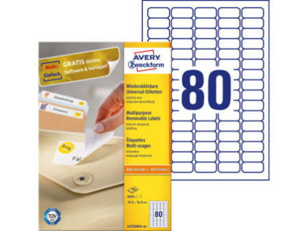AVERY Zweckform Etiquette universelle, 35,6 x 16,9 mm, blanc