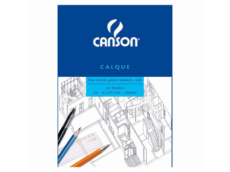 CANSON Bloc calque transparent, 25 feuilles, 90/95 g/m2, A4
