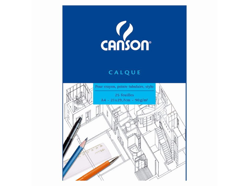 CANSON Bloc calque transparent, 25 feuilles, 90/95 g/m2, A4