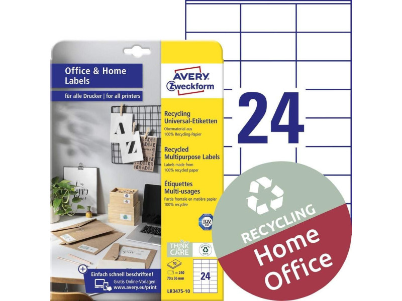 AVERY Zweckform Etiquettes multi-usage recyclées Home Office