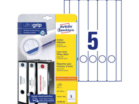 AVERY Zweckform Etiquette pour dos de classeur, 38 x 297 mm