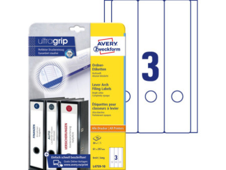 AVERY Zweckform Etiquette pour dos de classeur, 61 x 297 mm