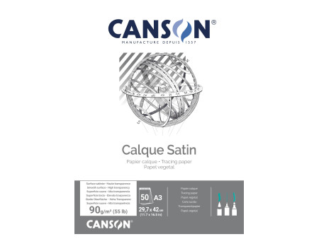 CANSON Bloc papier calque satin, 90/95 g/m2, A3