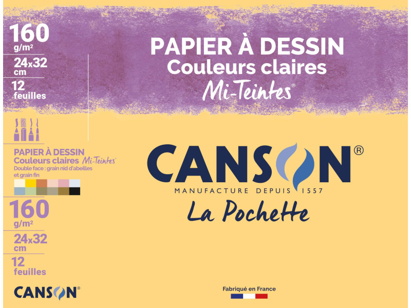 CANSON Papier dessin Mi-teintes, 240 x 320 mm, assorti
