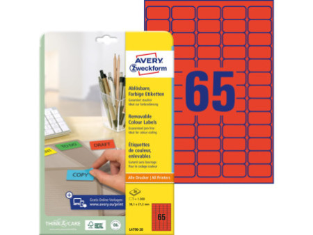 AVERY Zweckform Stick&Lift Etiquette, 38,1 x 21,2 mm, rouge