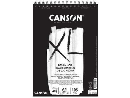 CANSON Bloc à croquis et études XL Noir, A4, noir