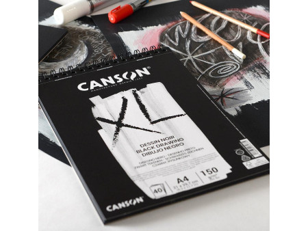 CANSON Bloc à croquis et études XL Noir, A4, noir