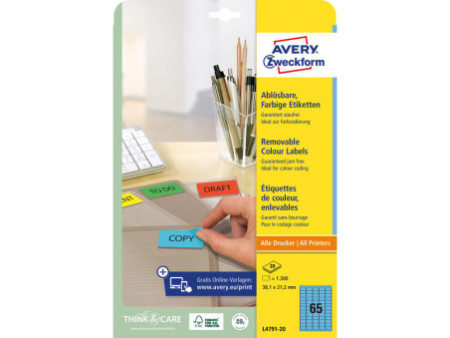 AVERY Zweckform Stick&Lift Etiquette, 38,1 x 21,2 mm, bleu