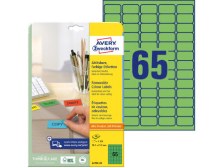 AVERY Zweckform Stick&Lift Etiquette, 38,1 x 21,2 mm, vert