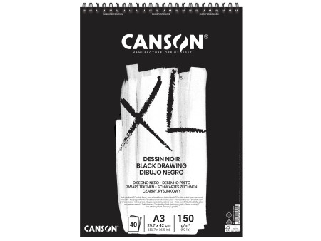 CANSON Bloc à croquis et études XL Noir, A3, noir