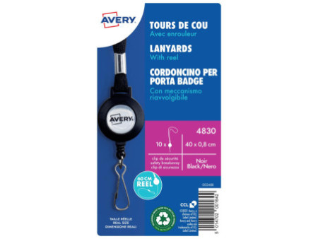 AVERY Tour de cou avec enrouleur, noir
