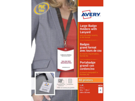 AVERY Pochette badge avec lacet textile, 105 x 148 mm