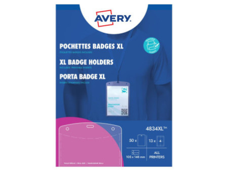 AVERY Pochette badge XL, 105 x 148 mm, transparent