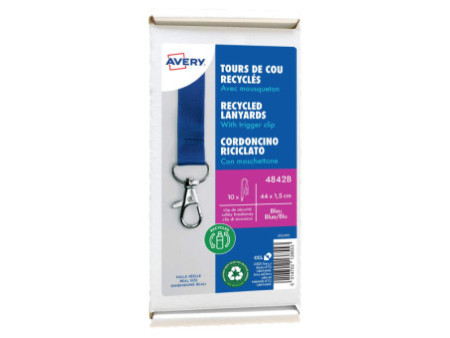 AVERY Tour de cou, en rPET, 440 x 15 mm, bleu