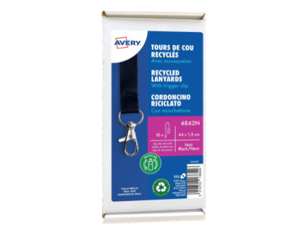 AVERY Tour de cou, en rPET, 440 x 15 mm, noir