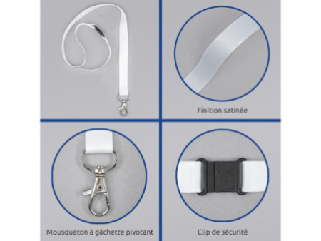 AVERY Tour de cou, en rPET, 440 x 15 mm, blanc