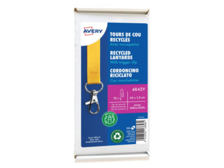 AVERY Tour de cou, en rPET, 440 x 15 mm, jaune