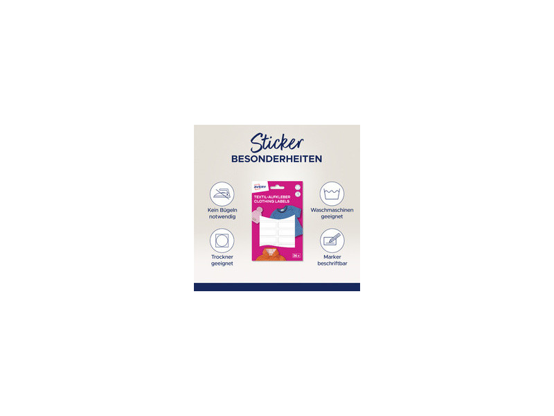 AVERY Étiquette pour textile, 13 x 45 mm, motifs