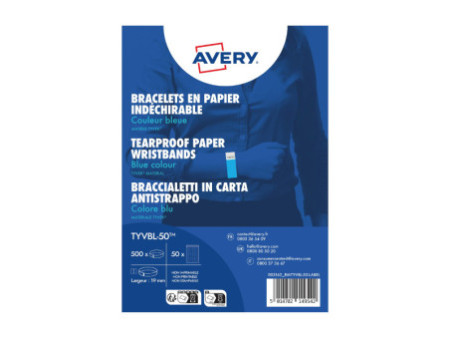 AVERY Bracelet imprimable, 256 x 19 mm, bleu fluo