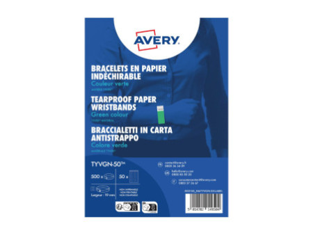 AVERY Bracelet imprimable, 256 x 19 mm, vert fluo