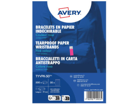 AVERY Bracelet imprimable, 256 x 19 mm, rose fluo