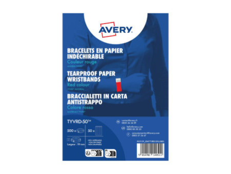 AVERY Bracelet imprimable, 256 x 19 mm, rouge fluo
