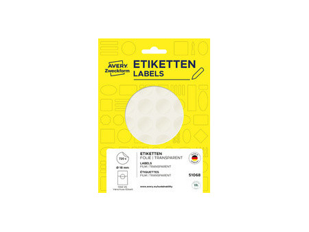 AVERY Zweckform Étiquette de fermeture, 18 mm, transparent