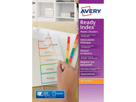 AVERY Intercalaires Readyindex, PP, 6 touches, A4