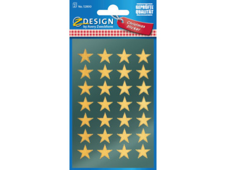 AVERY Zweckform ZDesign Stickers de Noël 'étoiles', or