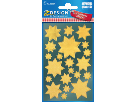 AVERY Zweckform ZDesign Stickers de Noël 'étoiles', or