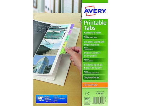 AVERY Onglets adhésifs personnalisables, A4, assorti