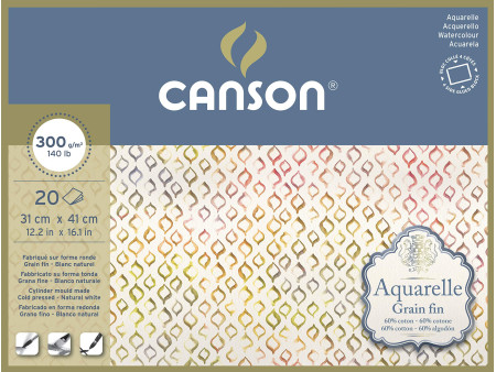 CANSON Bloc de papier Aquarelle, fin, 310 x 410 mm